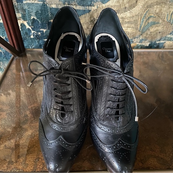 Dior Black Leather Wingtip Oxford Lace Up Bootie - Picture 7 of 14